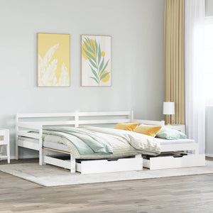 Dormeuse Letto Estraibile e Cassetti Bianco 90x200cm Legno Pino 3302172