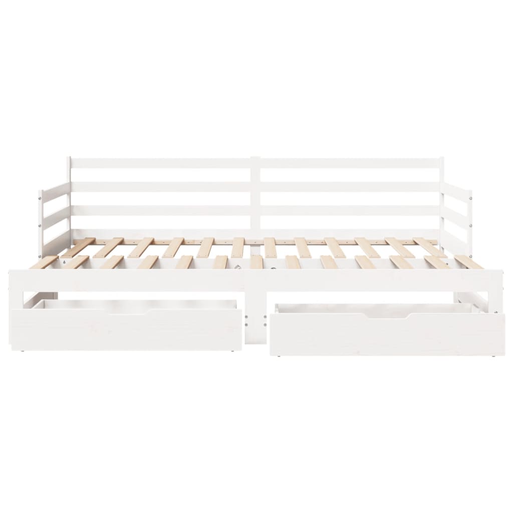 Dormeuse Letto Estraibile e Cassetti Bianco 90x200cm Legno Pino 3302172