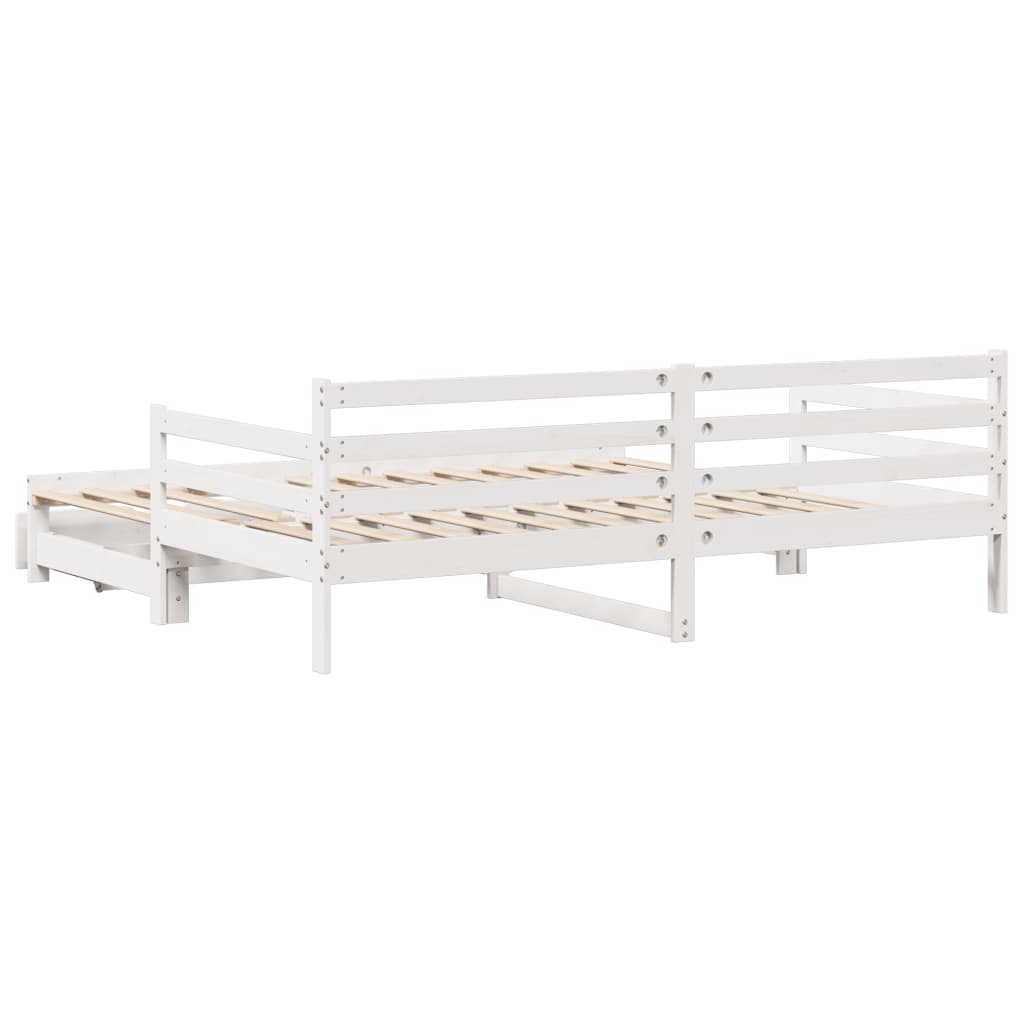 Dormeuse Letto Estraibile e Cassetti Bianco 90x200cm Legno Pino 3302172