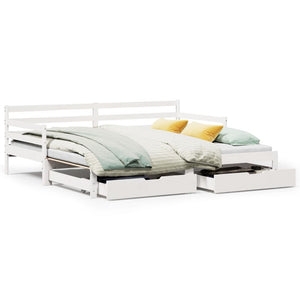 Dormeuse Letto Estraibile e Cassetti Bianco 90x200cm Legno Pino 3302172