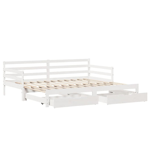 Dormeuse Letto Estraibile e Cassetti Bianco 90x190cm Legno Pino 3302176