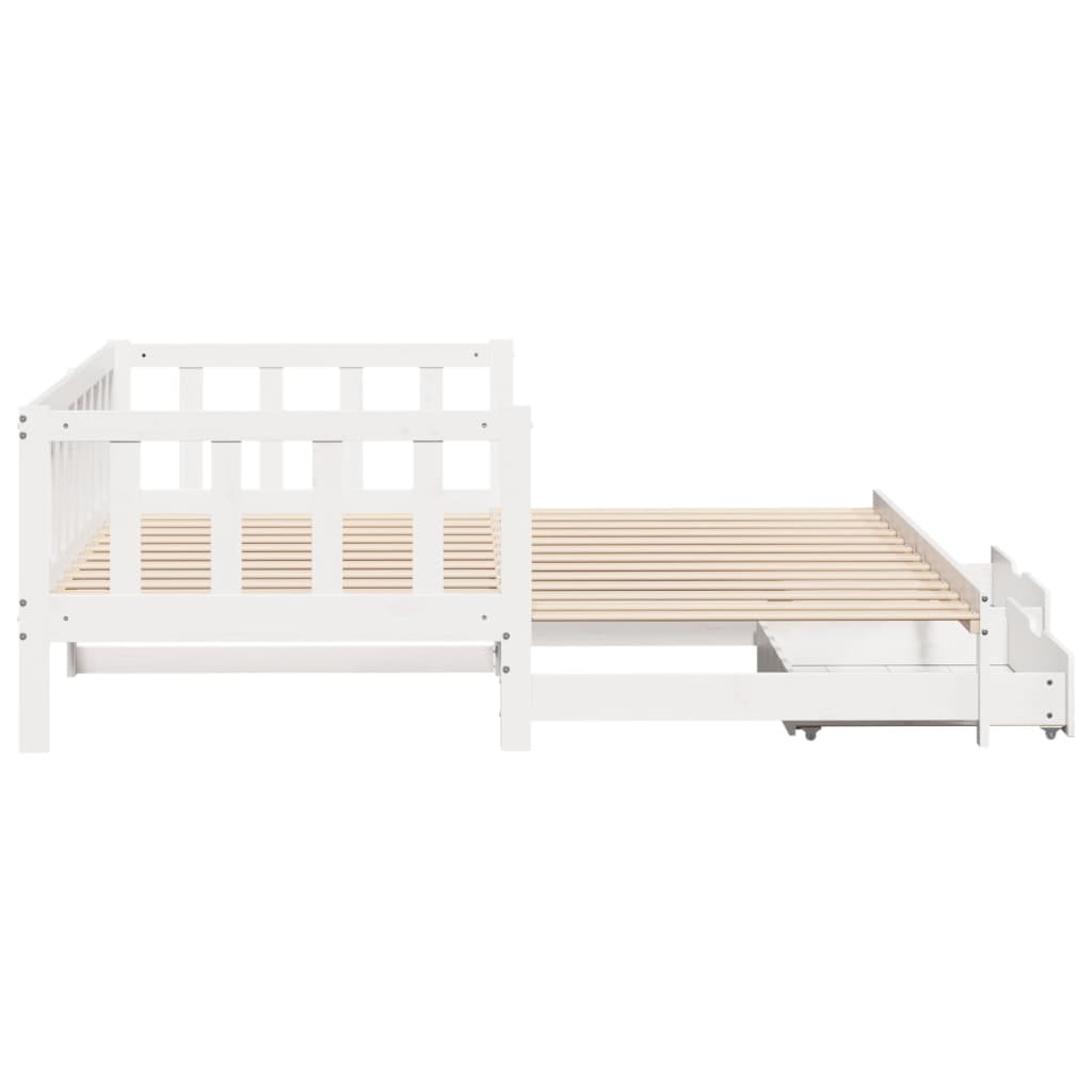 Dormeuse Letto Estraibile e Cassetti Bianco 90x190cm Legno Pino 3302180