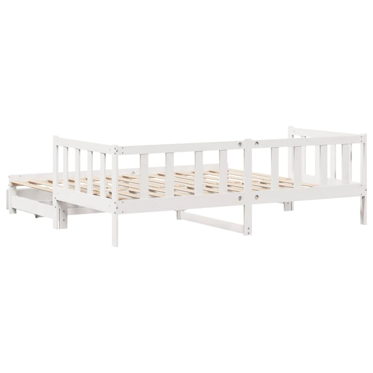 Dormeuse Letto Estraibile e Cassetti Bianco 90x190cm Legno Pino 3302180