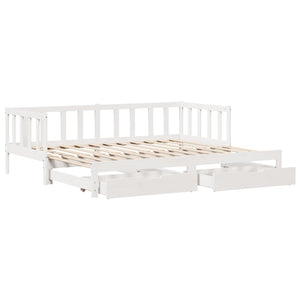 Dormeuse Letto Estraibile e Cassetti Bianco 90x190cm Legno Pino 3302194