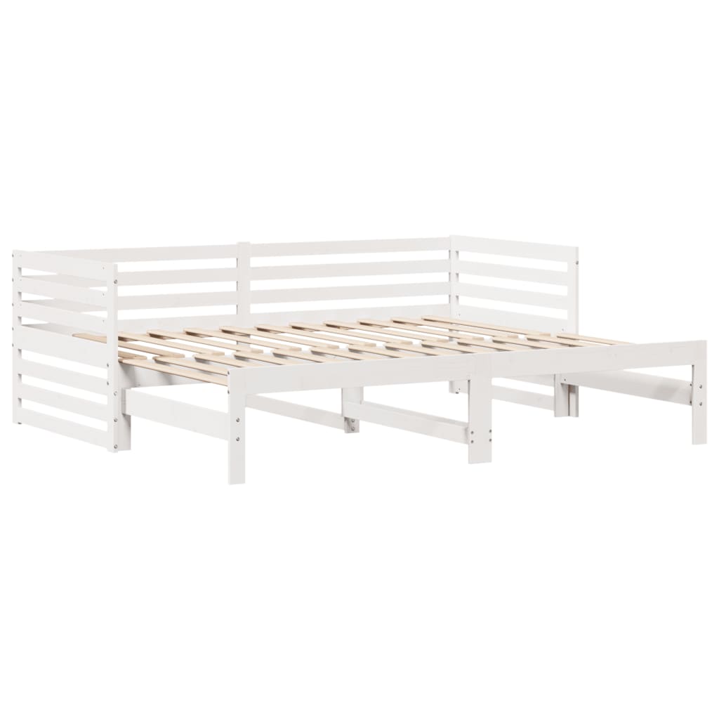 Dormeuse con Cassetti Bianco 90x200 cm Legno Massello di Pino 3302196