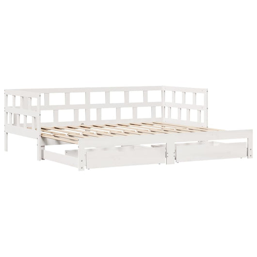 Dormeuse Letto Estraibile e Cassetti Bianco 90x200cm Legno Pino 3302202