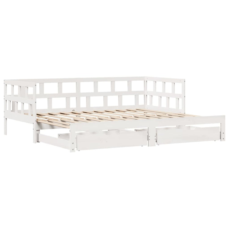 Dormeuse Letto Estraibile e Cassetti Bianco 90x200cm Legno Pino 3302202