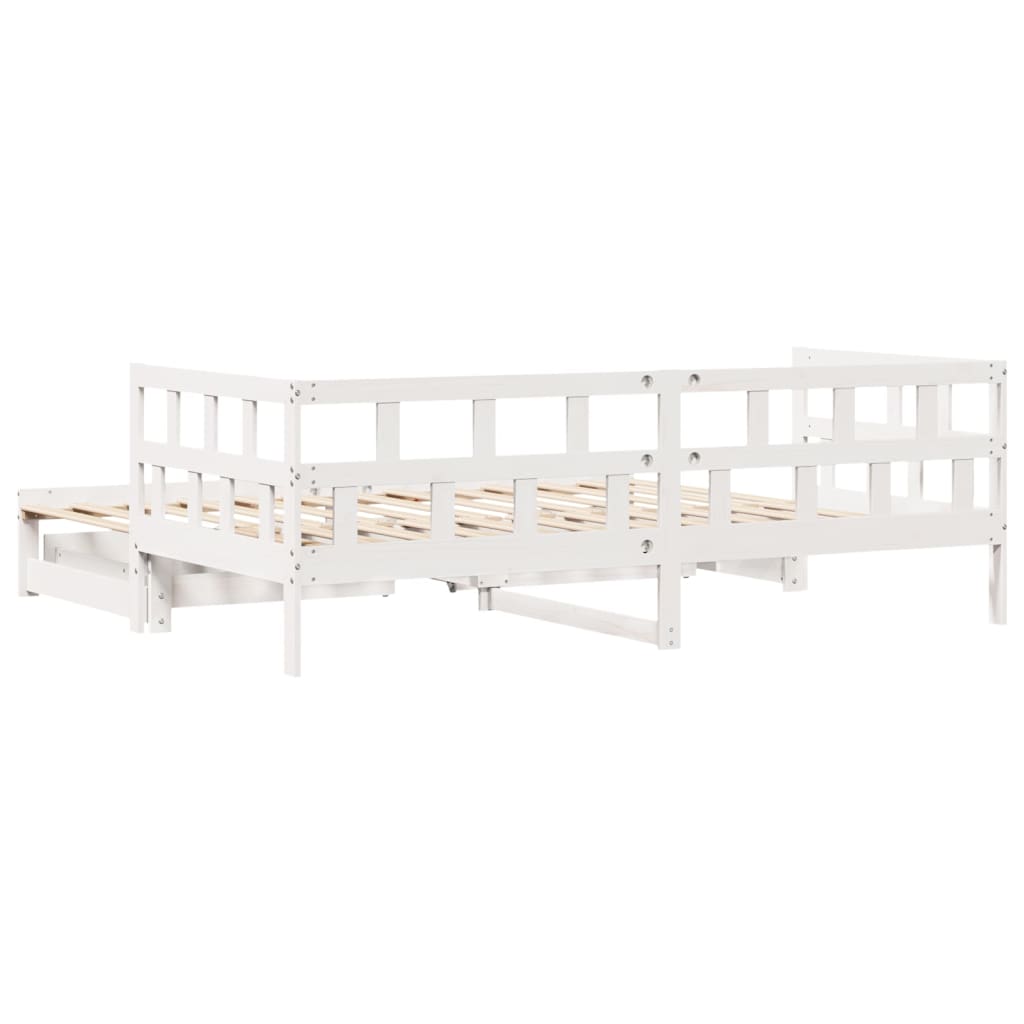 Dormeuse Letto Estraibile e Cassetti Bianco 90x200cm Legno Pino 3302202