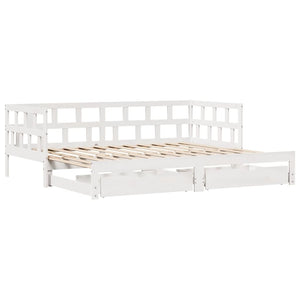 Dormeuse Letto Estraibile e Cassetti Bianca 80x200cm Legno Pino 3302210