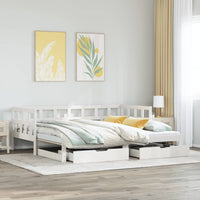 Dormeuse Letto Estraibile e Cassetti Bianca 80x200cm Legno Pino 3302210