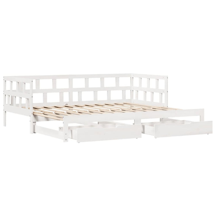 Dormeuse Letto Estraibile e Cassetti Bianca 80x200cm Legno Pino 3302210