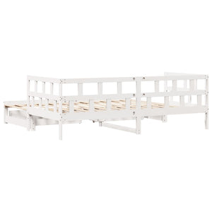 Dormeuse Letto Estraibile e Cassetti Bianca 80x200cm Legno Pino 3302210