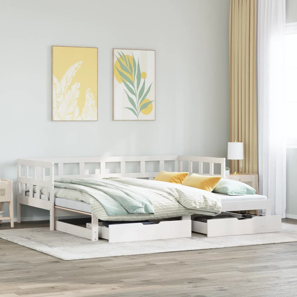 Letto Estraibile con Cassetti senza Materasso Bianco 90x190 cm 3302212