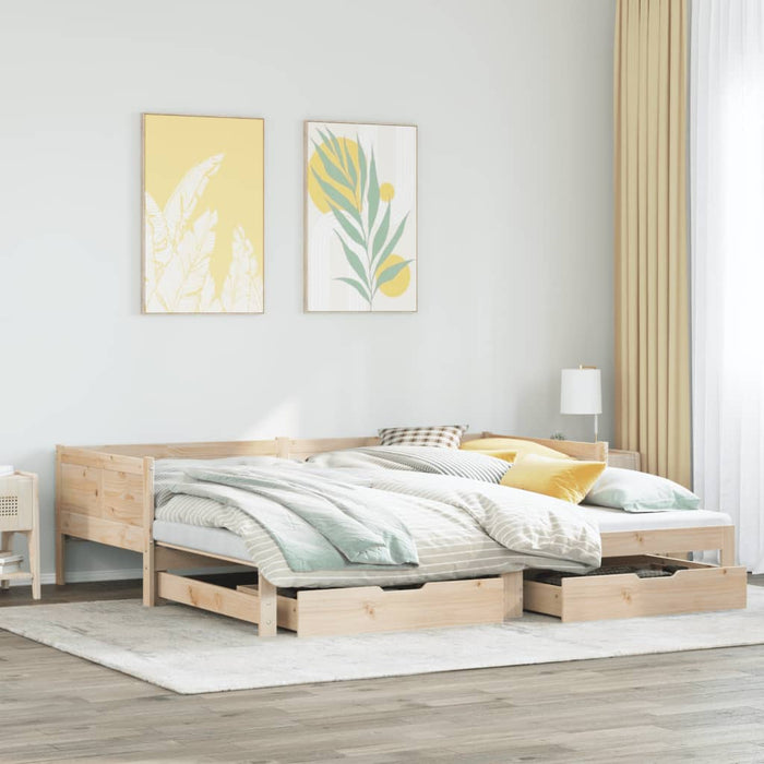 Dormeuse con Letto Estraibile e Cassetti 80x200cm Massello Pino 3302215