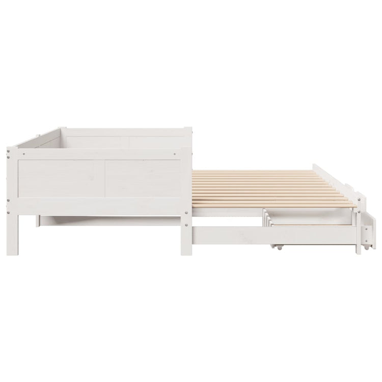 Dormeuse Letto Estraibile e Cassetti Bianca 80x200cm Legno Pino 3302216