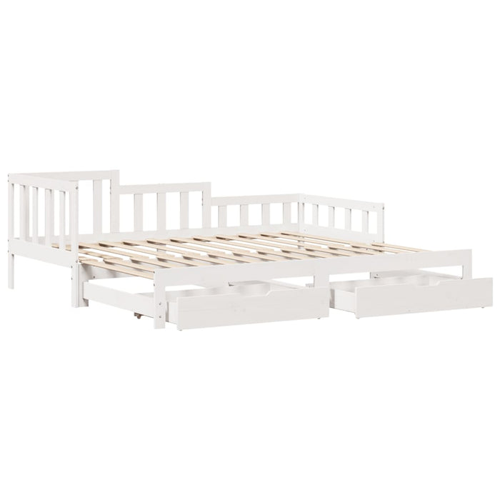 Dormeuse Letto Estraibile e Cassetti Bianca 80x200cm Legno Pino 3302220