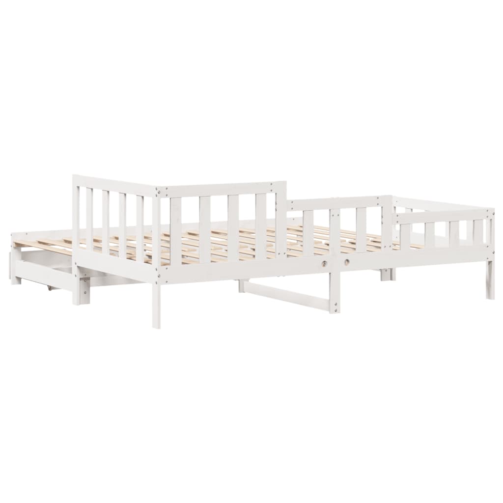 Dormeuse Letto Estraibile e Cassetti Bianca 80x200cm Legno Pino 3302220