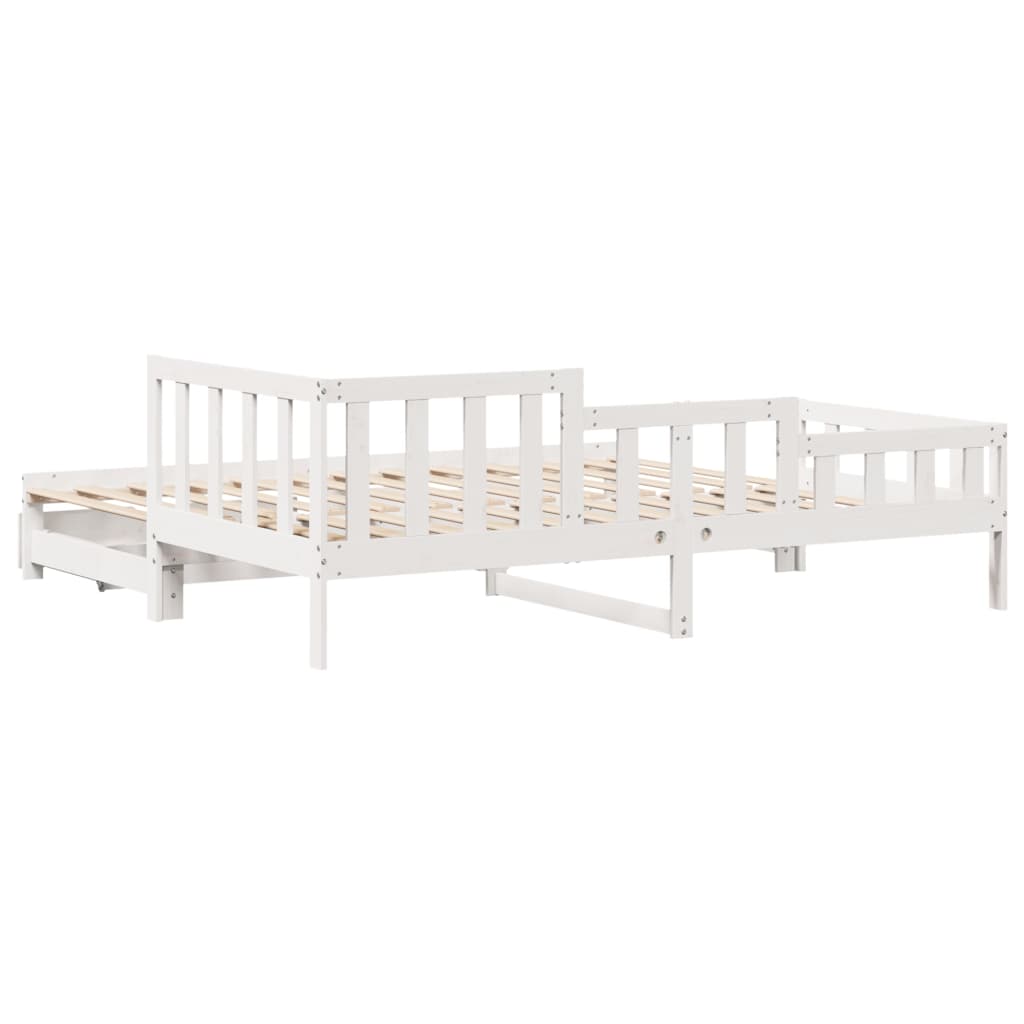 Dormeuse Letto Estraibile e Cassetti Bianco 90x200cm Legno Pino 3302222