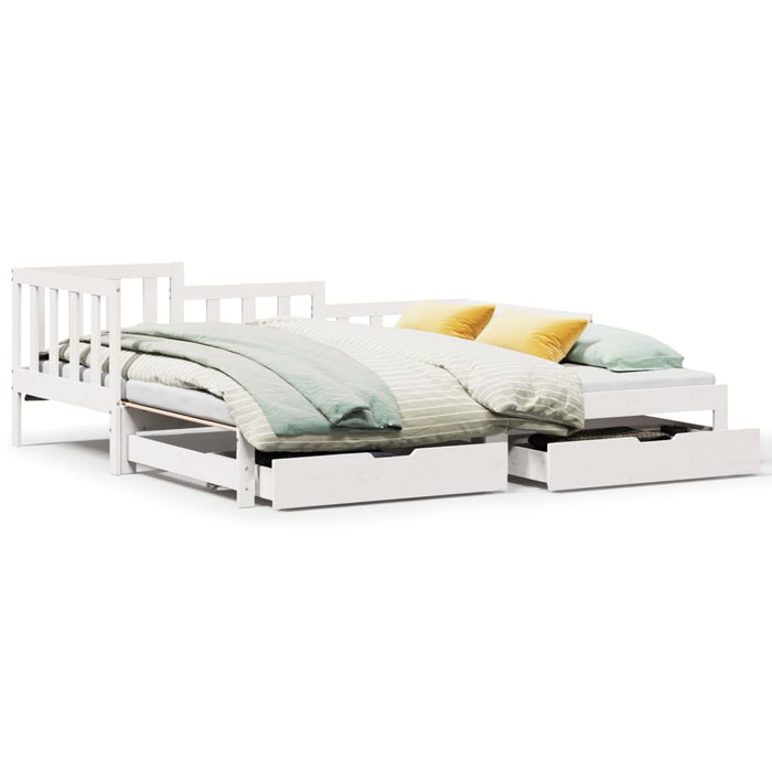 Dormeuse Letto Estraibile e Cassetti Bianco 90x200cm Legno Pino 3302222