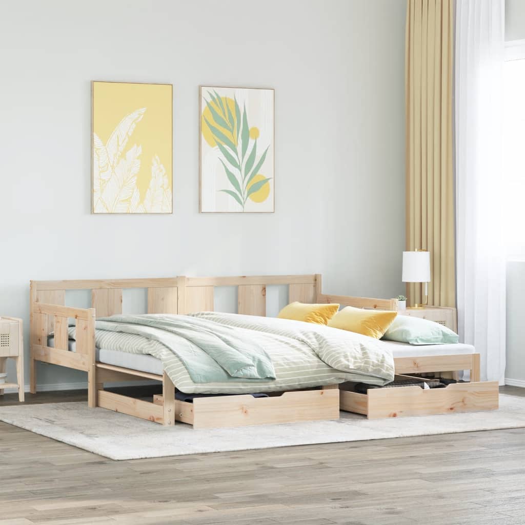 Dormeuse con Letto Estraibile e Cassetti 80x200cm Massello Pino 3302227