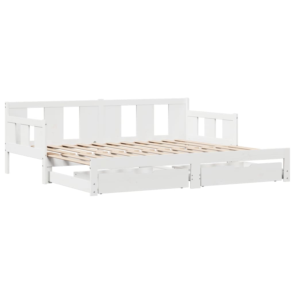 Dormeuse Letto Estraibile e Cassetti Bianca 80x200cm Legno Pino 3302228