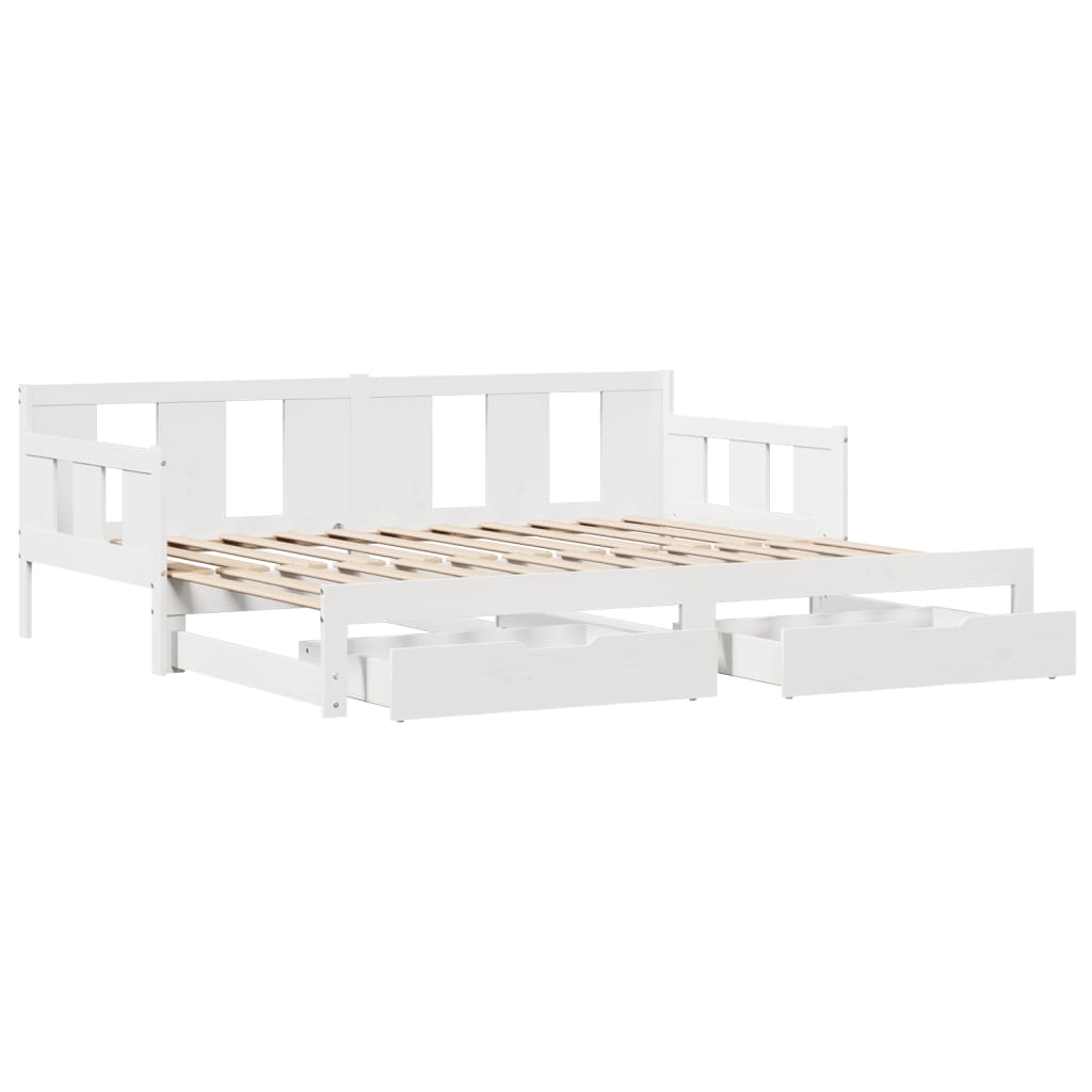 Dormeuse Letto Estraibile e Cassetti Bianca 80x200cm Legno Pino 3302228