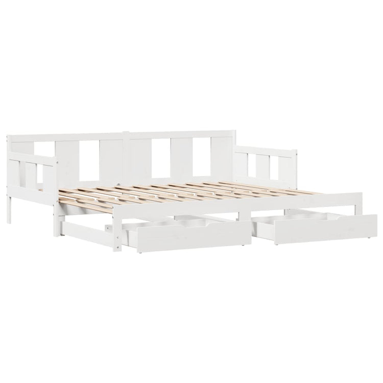 Dormeuse Letto Estraibile e Cassetti Bianca 80x200cm Legno Pino 3302228