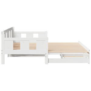 Dormeuse Letto Estraibile e Cassetti Bianca 80x200cm Legno Pino 3302228