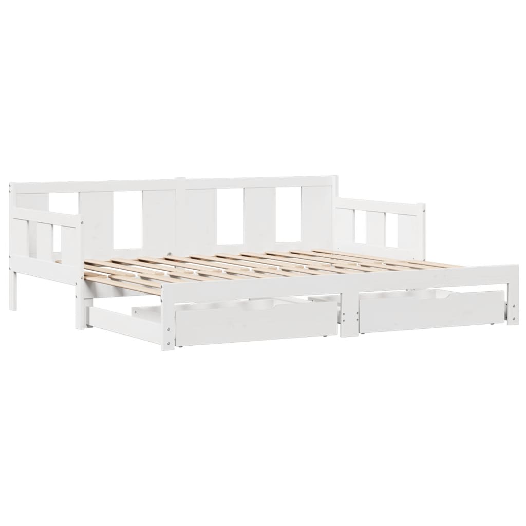 Dormeuse Letto Estraibile e Cassetti Bianco 90x190cm Legno Pino 3302230