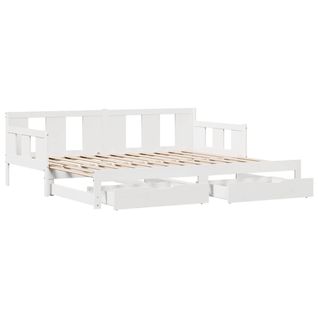 Dormeuse Letto Estraibile e Cassetti Bianco 90x190cm Legno Pino 3302230