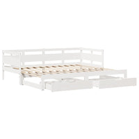 Dormeuse Letto Estraibile e Cassetti Bianco 90x200cm Legno Pino 3302232