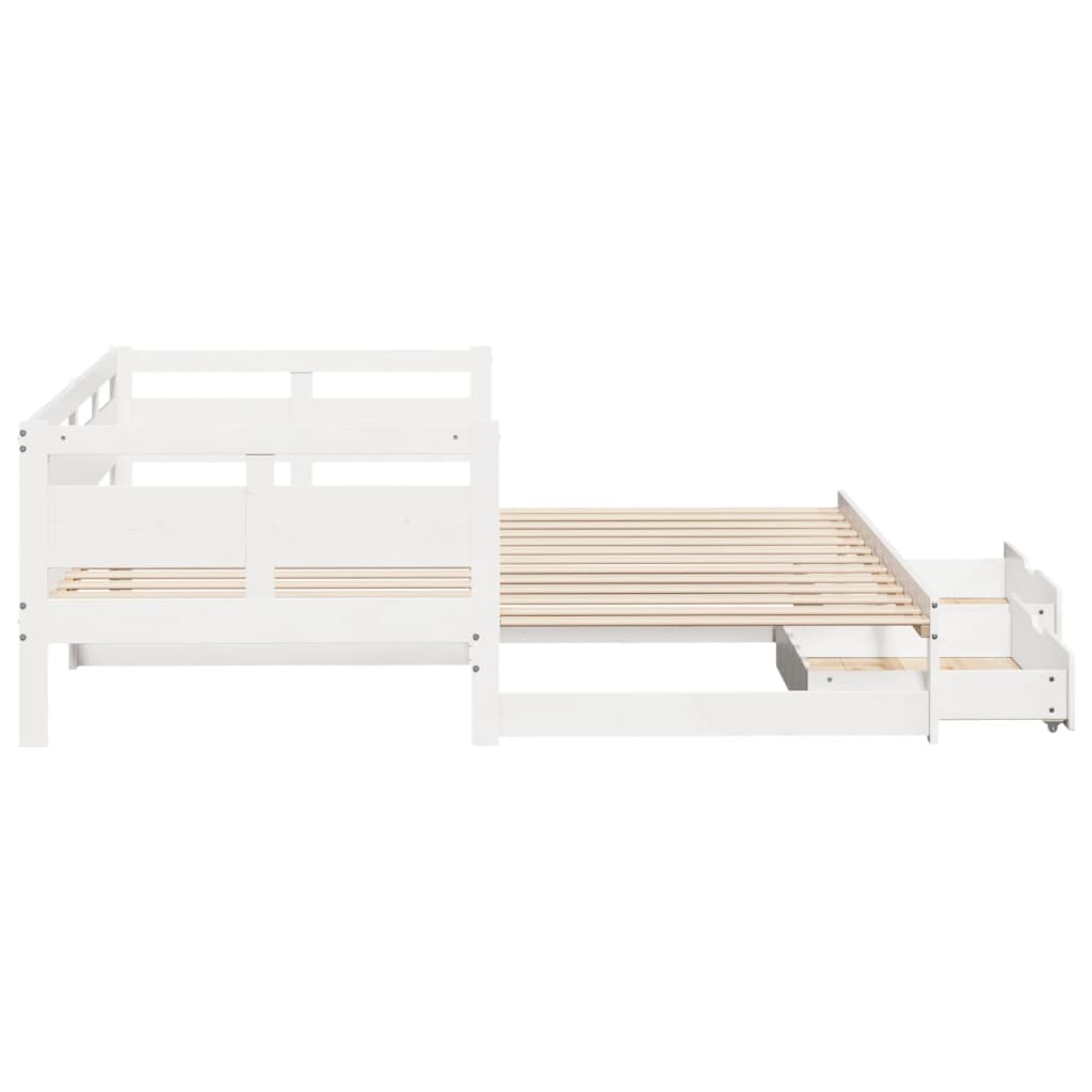 Dormeuse Letto Estraibile e Cassetti Bianco 90x200cm Legno Pino 3302232