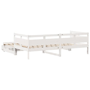 Dormeuse Letto Estraibile e Cassetti Bianco 90x200cm Legno Pino 3302232