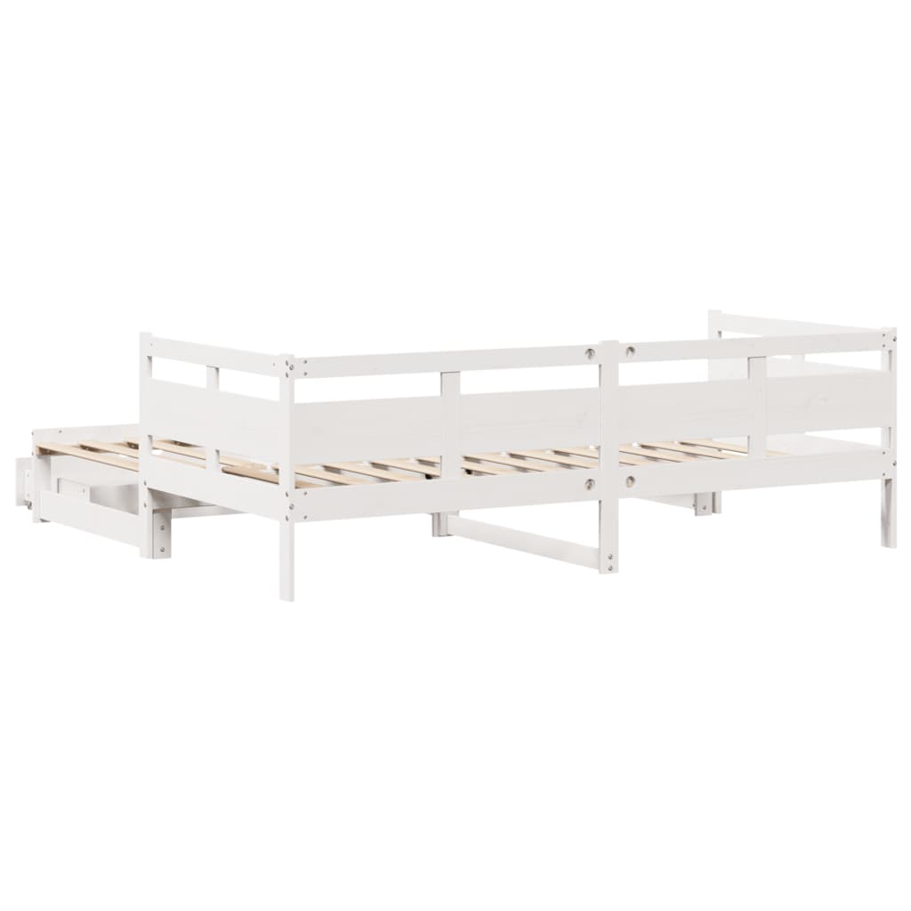 Dormeuse Letto Estraibile e Cassetti Bianca 80x200cm Legno Pino 3302234