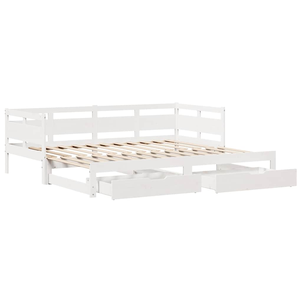 Dormeuse Letto Estraibile e Cassetti Bianco 90x190cm Legno Pino 3302236