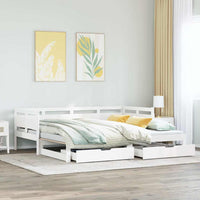 Dormeuse Letto Estraibile e Cassetti Bianco 90x190cm Legno Pino 3302236