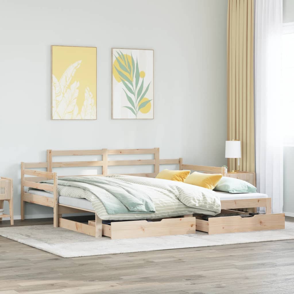 Dormeuse con Letto Estraibile e Cassetti 90x200cm Massello Pino 3302237