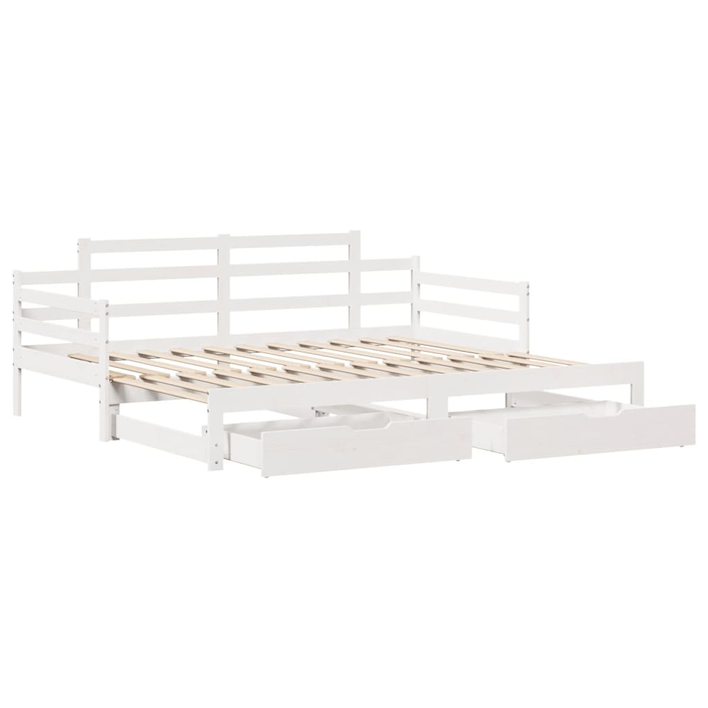 Dormeuse Letto Estraibile e Cassetti Bianco 90x200cm Legno Pino 3302238