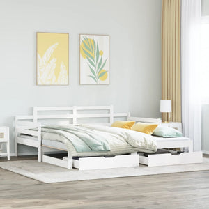 Dormeuse Letto Estraibile e Cassetti Bianco 90x200cm Legno Pino 3302238