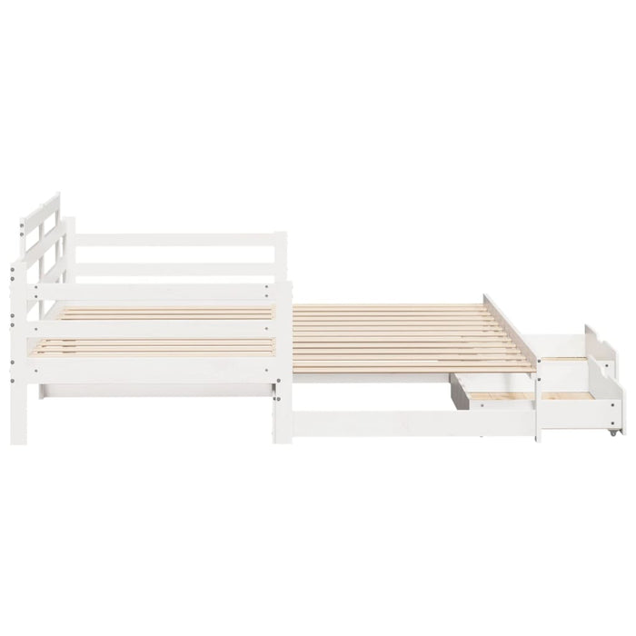 Dormeuse Letto Estraibile e Cassetti Bianco 90x200cm Legno Pino 3302238