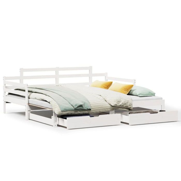 Dormeuse Letto Estraibile e Cassetti Bianco 90x200cm Legno Pino 3302238