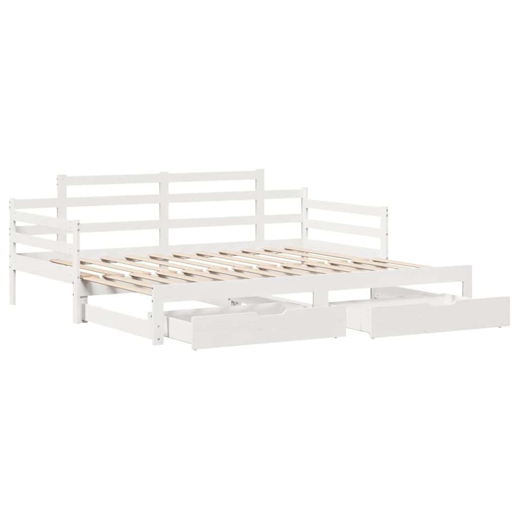 Dormeuse Letto Estraibile e Cassetti Bianca 80x200cm Legno Pino 3302240