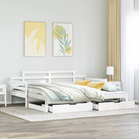 Dormeuse Letto Estraibile e Cassetti Bianca 80x200cm Legno Pino 3302240