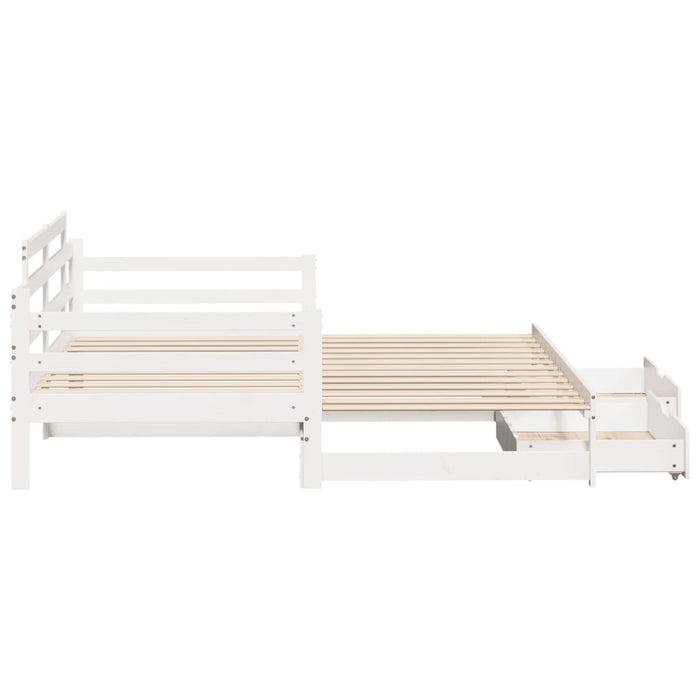 Dormeuse Letto Estraibile e Cassetti Bianca 80x200cm Legno Pino 3302240