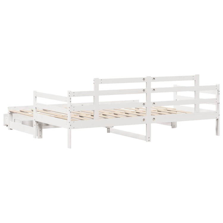 Dormeuse Letto Estraibile e Cassetti Bianca 80x200cm Legno Pino 3302240