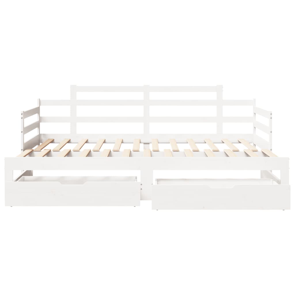 Dormeuse Letto Estraibile e Cassetti Bianco 90x190cm Legno Pino 3302242