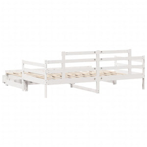 Dormeuse Letto Estraibile e Cassetti Bianco 90x190cm Legno Pino 3302242