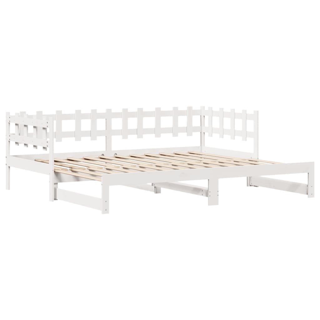 Dormeuse Letto Estraibile e Cassetti Bianca 80x200cm Legno Pino 3302250