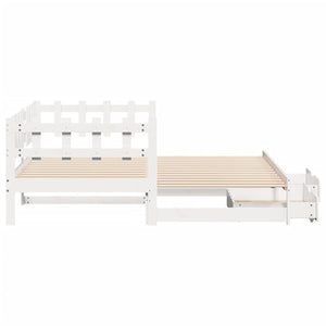 Dormeuse Letto Estraibile e Cassetti Bianca 80x200cm Legno Pino 3302250