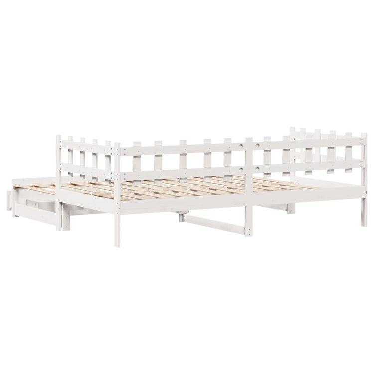 Dormeuse Letto Estraibile e Cassetti Bianca 80x200cm Legno Pino 3302250